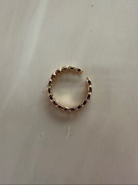 Elegant Gold-Tone Textured Open ring